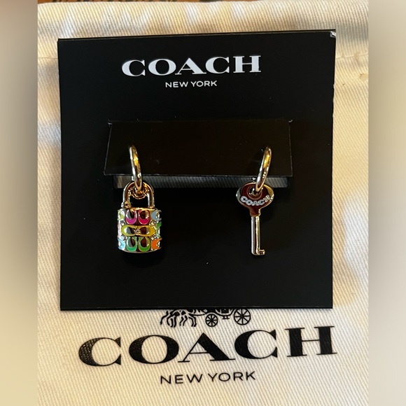 COACH Key & Lock Mismatched Earrings - Picture 3 of 5